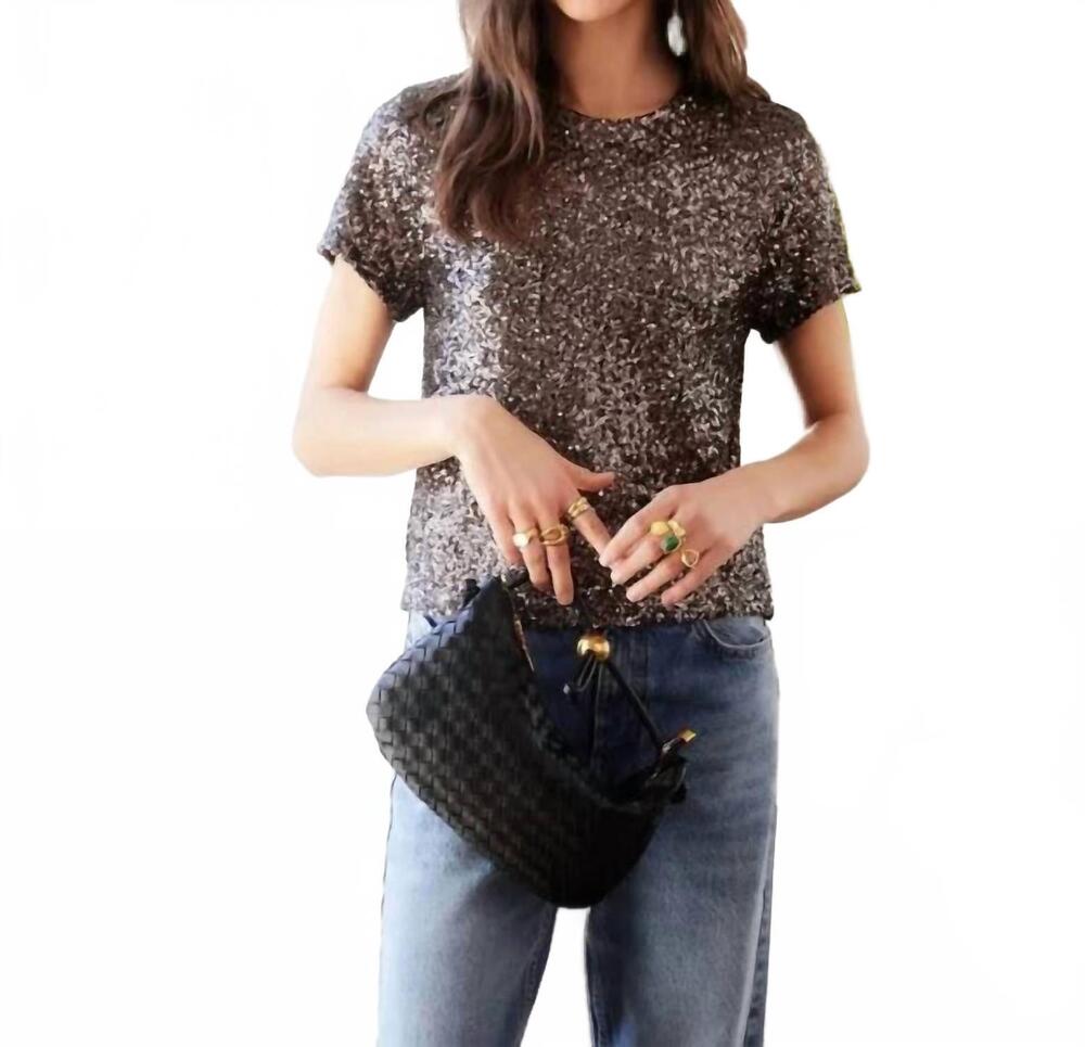 NEW FIFTEEN TWENTY cora sequin shirt in silver